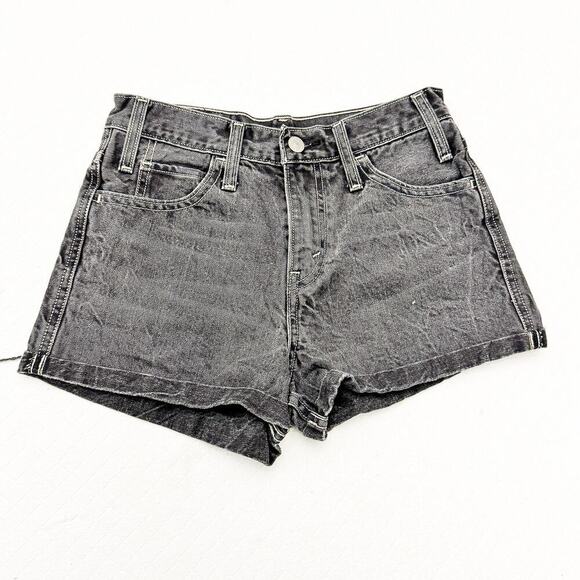 Levi's Gray Wash Denim Jeans Short Cutoff Orange Tab Pants Size 25 - Picture 1 of 6